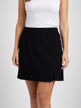Linea by Louis Dell'Olio Black Pull On Elastic Waist Skort XL Pockets Office
